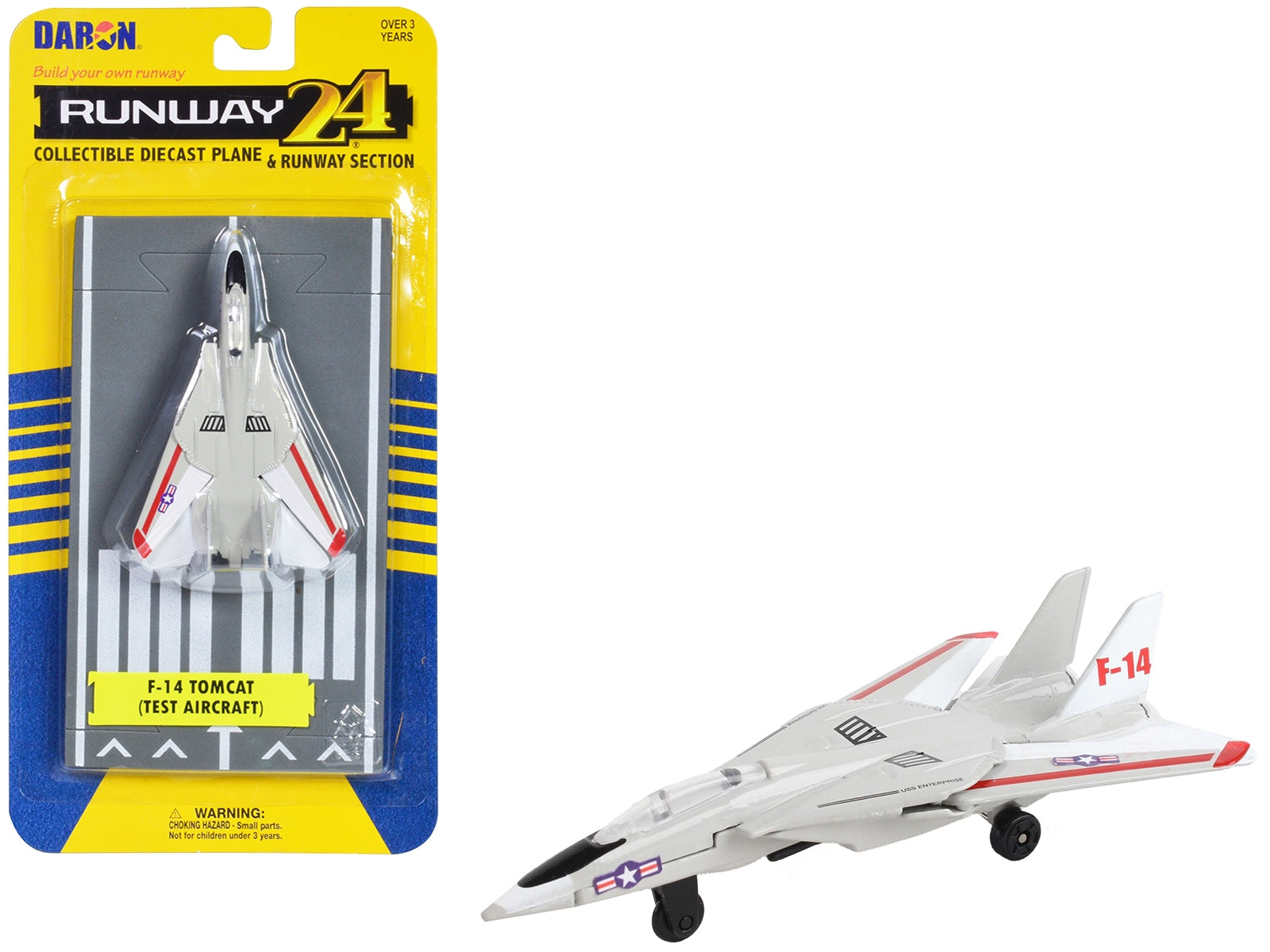 Grumman F-14 Tomcat Fighter Aircraft Gray with Red Stripes "United States Navy Test Aircraft" with Runway Section Diecast Model Airplane by Runway24 - Premium Grumman from Runway24 - Just $22.99! Shop now at Rapidvehicles