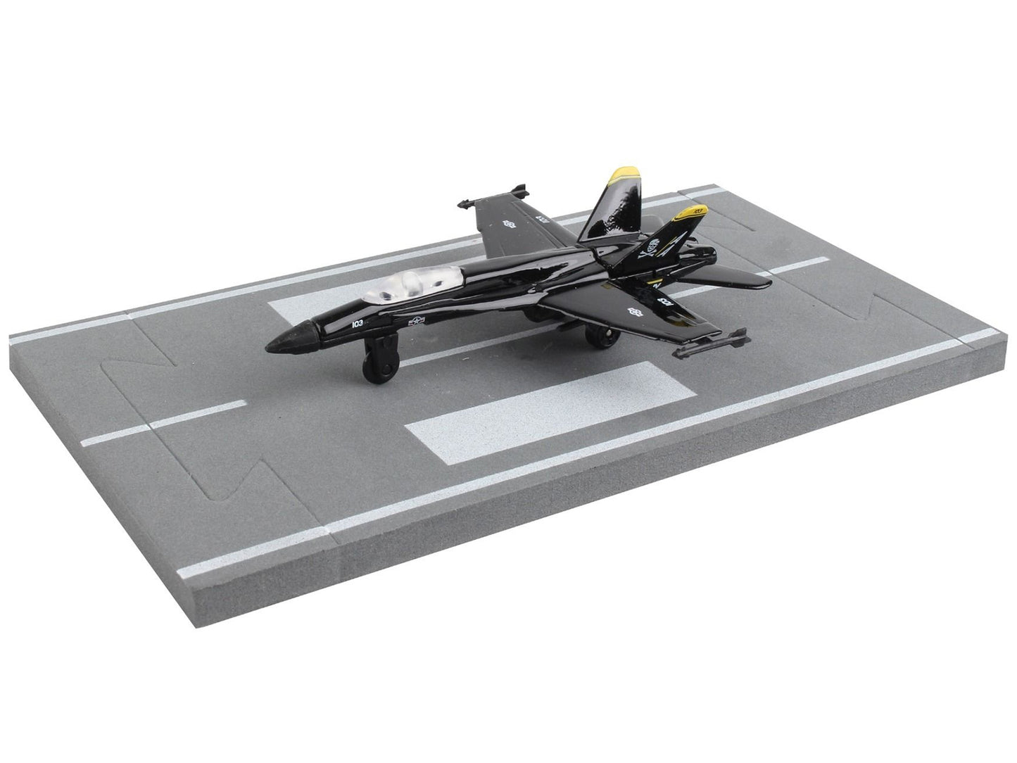 McDonnell Douglas F/A-18 Hornet Fighter Aircraft Black "United States Navy" with Runway Section Diecast Model Airplane by Runway24 - Premium McDonnell Douglas from Runway24 - Just $26.99! Shop now at Rapidvehicles