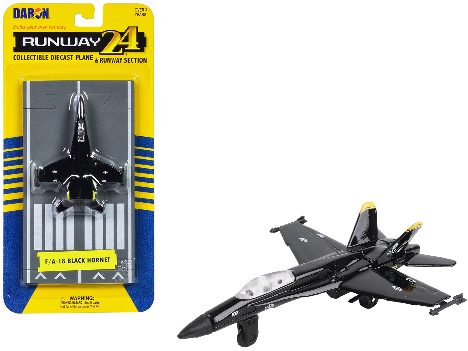 McDonnell Douglas F/A-18 Hornet Fighter Aircraft Black "United States Navy" with Runway Section Diecast Model Airplane by Runway24 - Premium McDonnell Douglas from Runway24 - Just $26.99! Shop now at Rapidvehicles