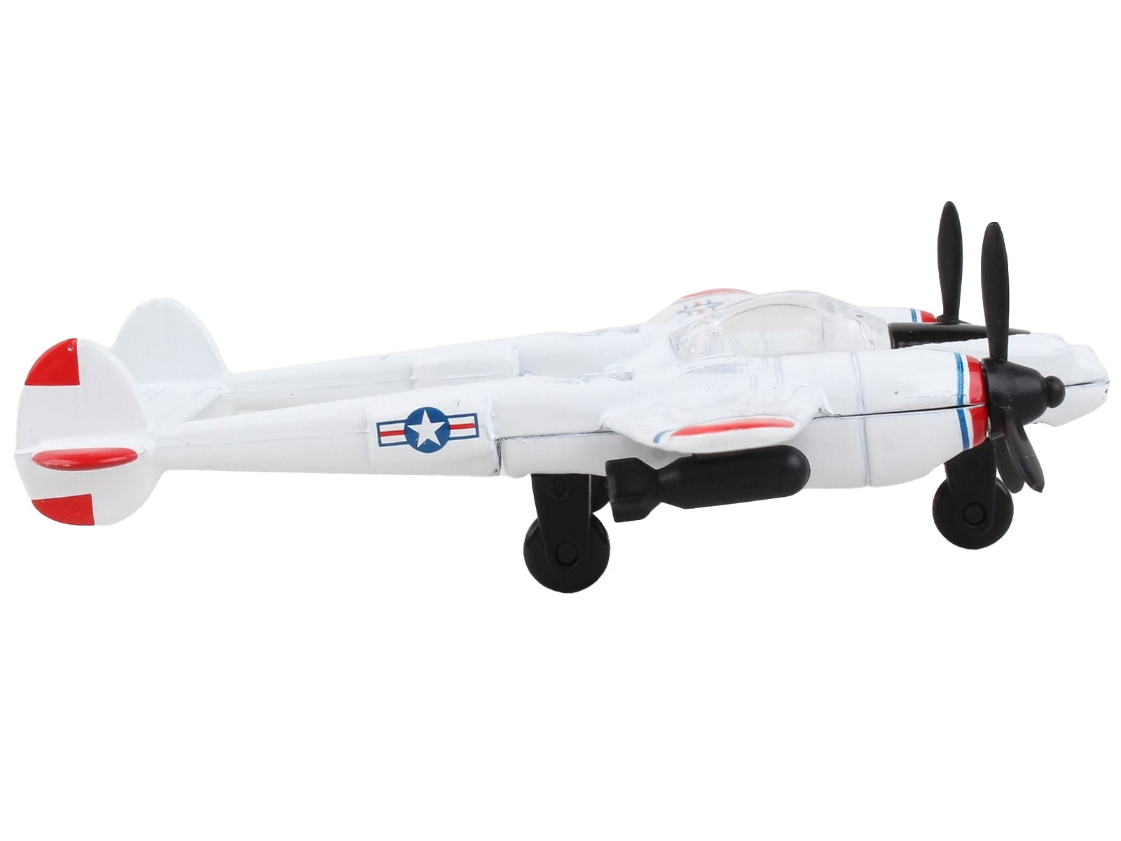 Lockheed P-38J Lightning Fighter Aircraft White with Red Wingtips "United States Army Air Force" with Runway Section Diecast Model Airplane by Runway24 - Premium Lockheed from Runway24 - Just $22.99! Shop now at Rapidvehicles