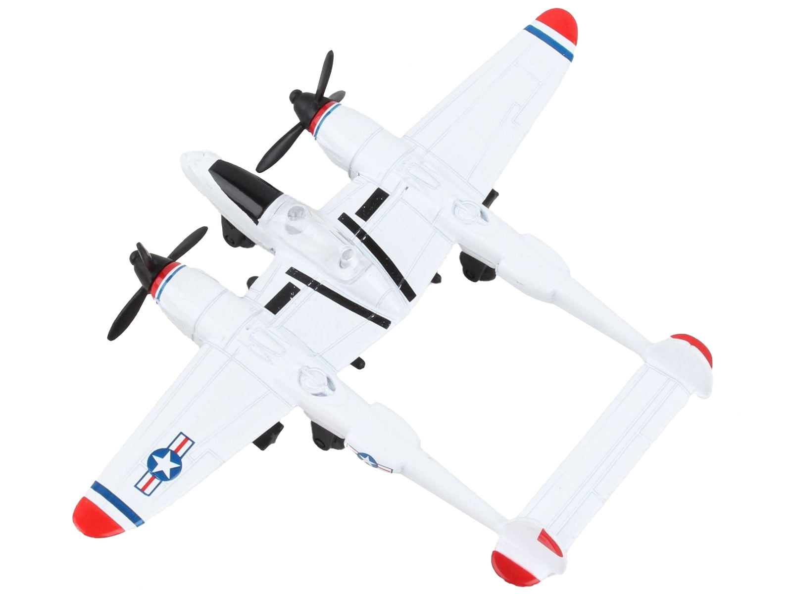 Lockheed P-38J Lightning Fighter Aircraft White with Red Wingtips - Premium Lockheed from Runway24 - Just $28.99! Shop now at Rapidvehicles