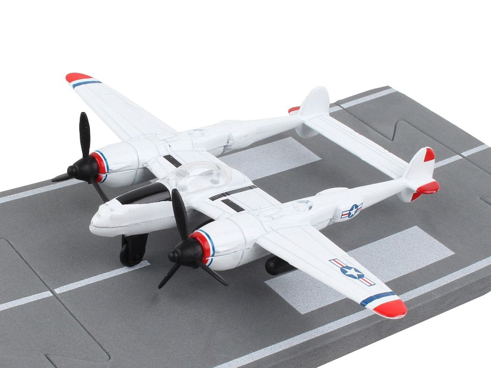 Lockheed P-38J Lightning Fighter Aircraft White with Red Wingtips - Premium Lockheed from Runway24 - Just $28.99! Shop now at Rapidvehicles