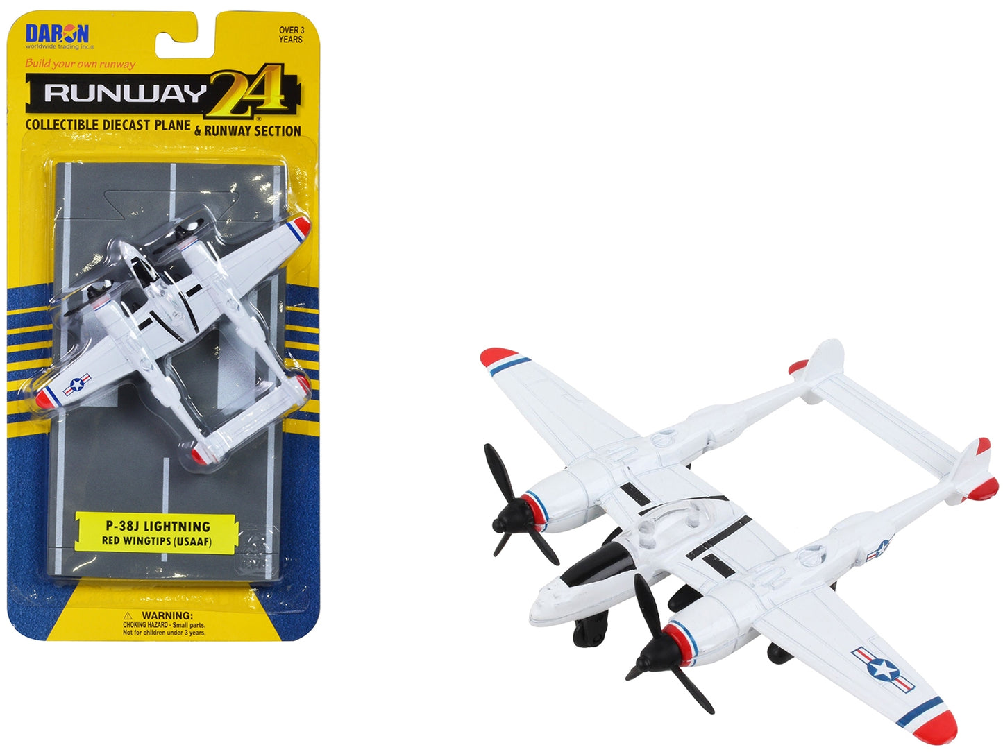 Lockheed P-38J Lightning Fighter Aircraft White with Red Wingtips - Premium Lockheed from Runway24 - Just $28.99! Shop now at Rapidvehicles