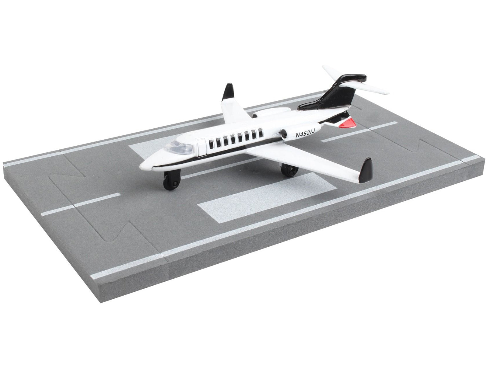 Private Jet Commercial Aircraft White with Black Tail "N452IJ" with Runway Section Diecast Model Airplane by Runway24 - Premium Aircrafts and War Planes from Runway24 - Just $21.83! Shop now at Rapidvehicles