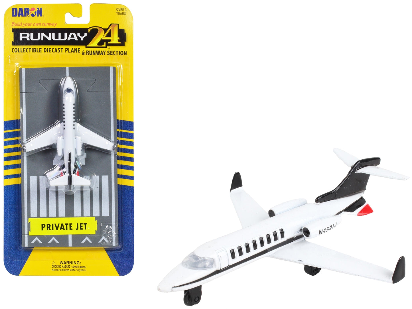 Private Jet Commercial Aircraft White with Black Tail "N452IJ" with Runway Section Diecast Model Airplane by Runway24 - Premium Aircrafts and War Planes from Runway24 - Just $21.83! Shop now at Rapidvehicles