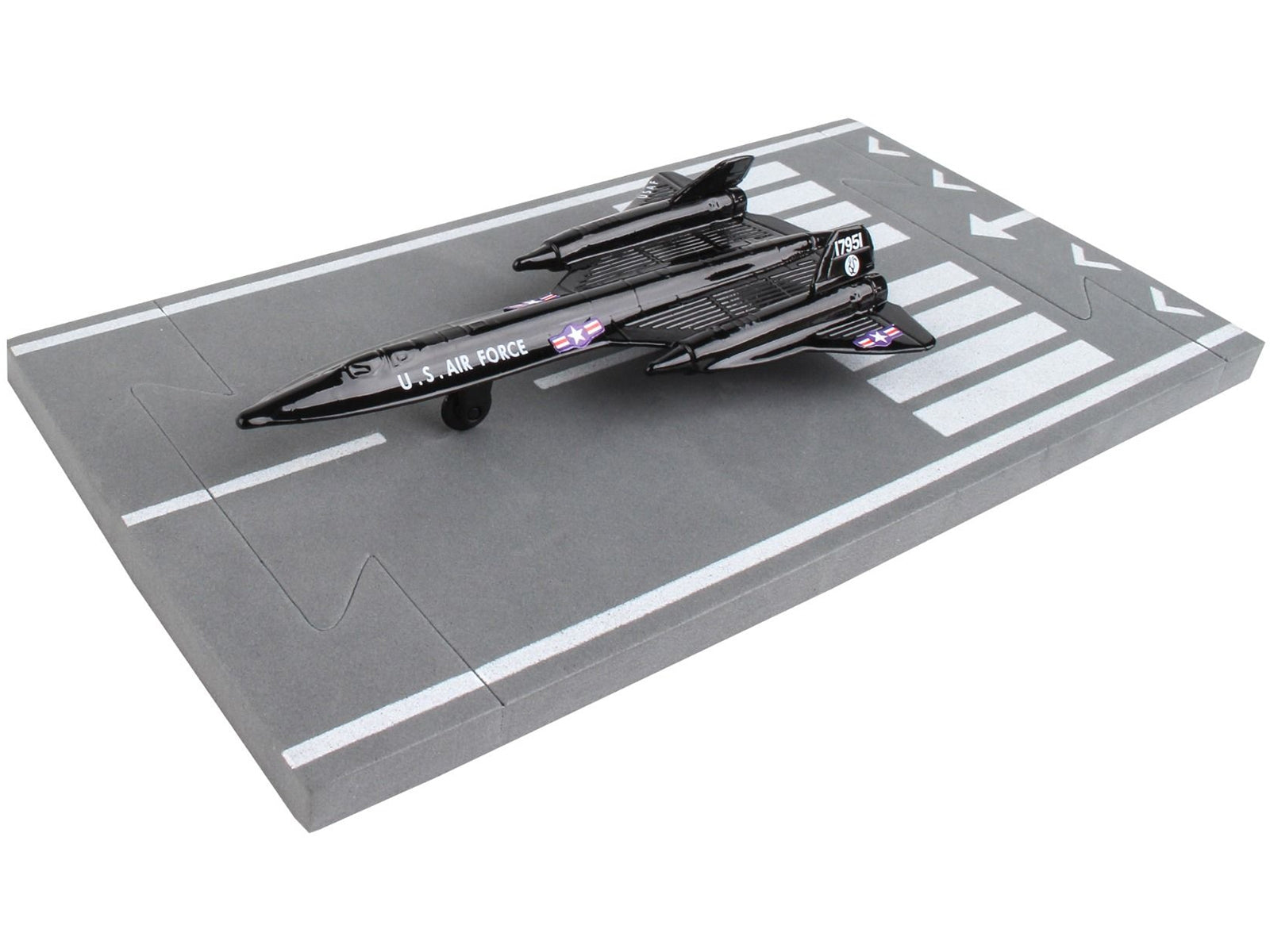 Lockheed SR-71 Blackbird Aircraft Black "United States Air Force" with Runway Section Diecast Model Airplane by Runway24 - Premium Lockheed from Runway24 - Just $22.99! Shop now at Rapidvehicles