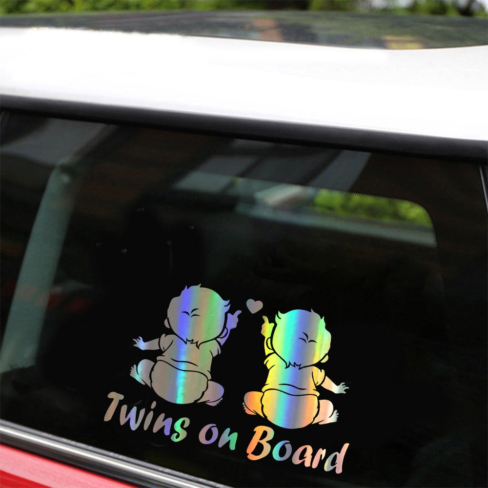 Rylybons 19.1CM*12.5CM Twins On Board Super - Premium Automotive from Magenta Aether - Just $5.99! Shop now at Rapidvehicles