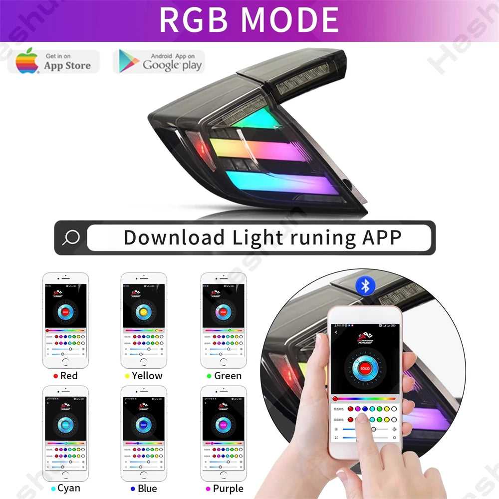 Taillights For Honda Civic Hatchback/Type R 2016-2022 FK7 FK8 10th Gen Tail Lamp Rear Fog Light LED Sequential Signal Assembly