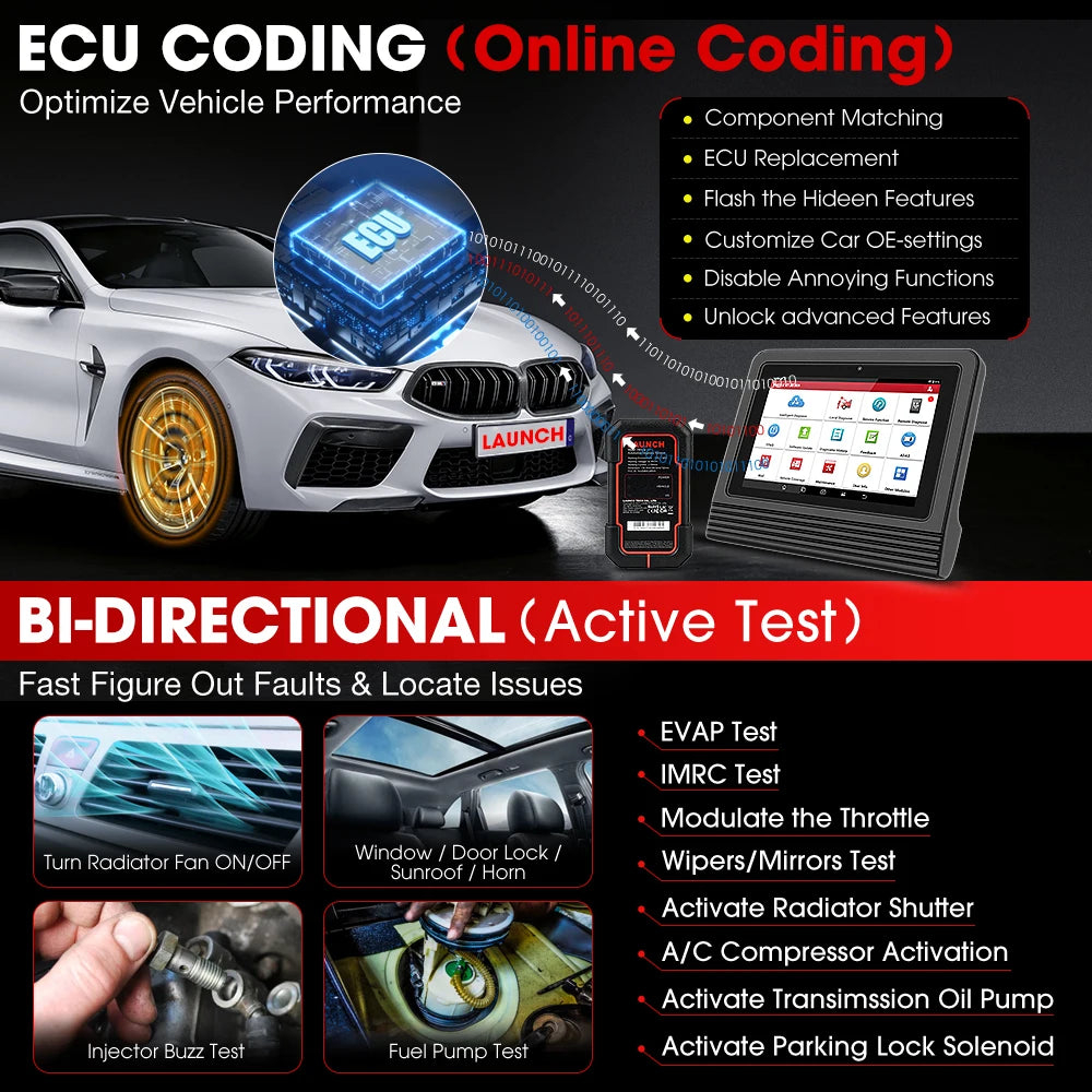 Launch X431 PRO V5.0 Car Diagnostic Tools ECU Online Coding Active Test Car Diagnostic Tools CAN FD 36 Resets Car Auto scanner