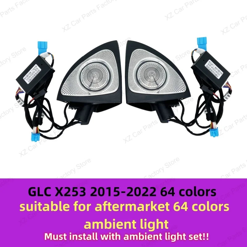For Mercedes-benz C Glc E S W205 W213 W222 X253 64 Colors Led Rotating Tweeter Speaker Rgb Led Ambient Light 3d Horn Accessory
