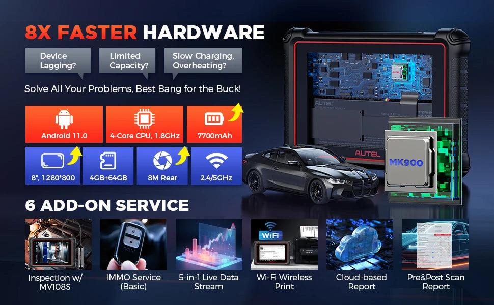 Autel MaxiCOM MK900 Car Diagnostic Tools 40+ Services DoIP & CAN-FD Car Scanner OBD2 Automotive Scan Tool Upgrade of MK808S