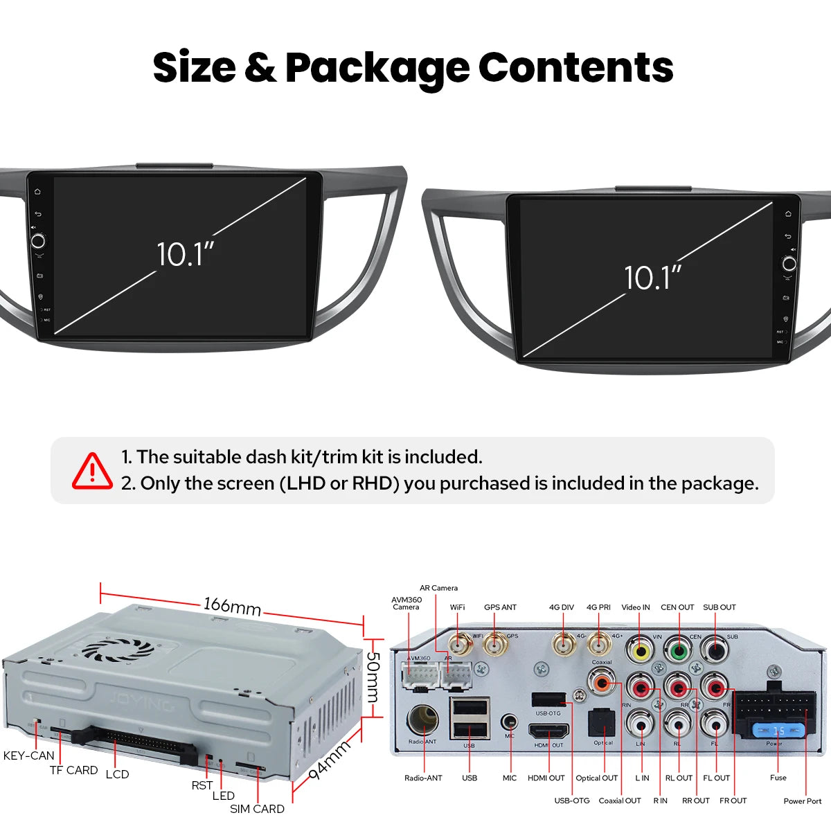 JOYING 10.1"Android 13.0 Car Stereo Radio Multimedia Playere Head Unit With Apple Carplay Android Auto For Honda CRV 2012-2016