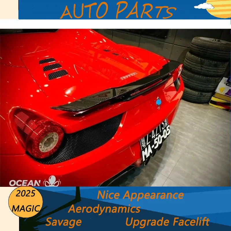 Suitable for Ferrari 458 Modified with Special Carbon Fiber Tail Wing, Front Bumper, Hood, Lip, Rear Spoiler Comparison Trim