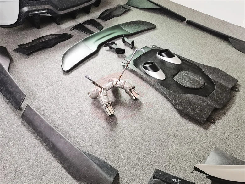 Forged semi-carbon fiber 600LT style front Rear bumper side skirt spoiler rear hood exhaust for McLaren 540C 570S Upgrade 600LT