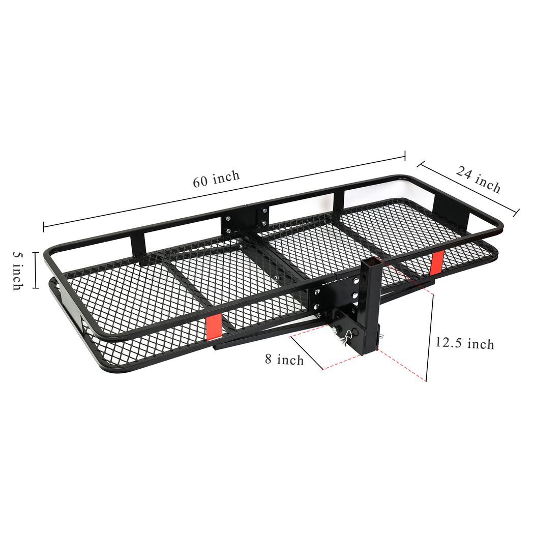 60" x 24" x 6" Cargo Carrier 2 Inch Folding Angled Shank Luggage Basket - Premium Automotive from Rapidvehicles - Just $201.99! Shop now at Rapidvehicles