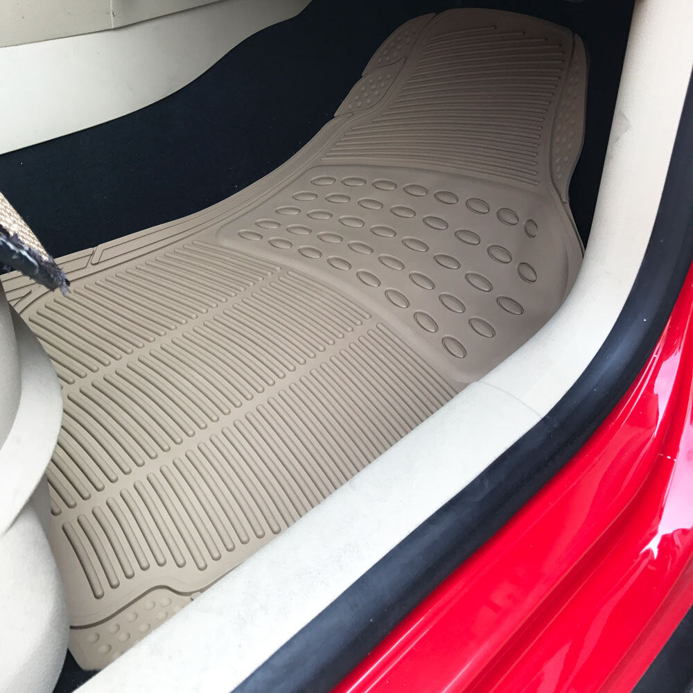 4pcs Replacement Anti-slip Rubber Car Floor Mats Beige - Premium Automotive from Rapidvehicles - Just $43.99! Shop now at Rapidvehicles