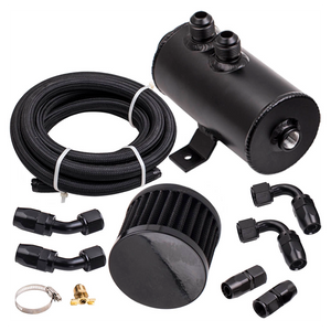 Baffled Engine Oil Catch Can 0.75L Twin Port AN10 + 3M Hose Fitting Kit Universal - Premium Automotive from Rapidvehicles - Just $137.99! Shop now at Rapidvehicles