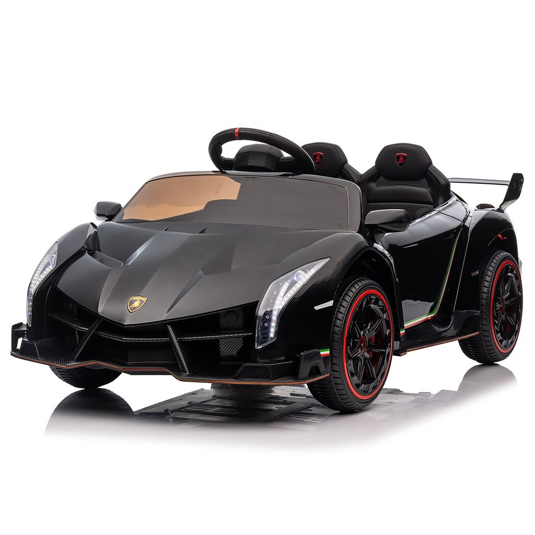 LEADZM Lamborghini Poison Small Dual Drive 12V 4.5AH with 2.4G Remote Control Sports Car Electric Car Black - Premium Baby & Children from Rapidvehicles - Just $241.99! Shop now at Rapidvehicles