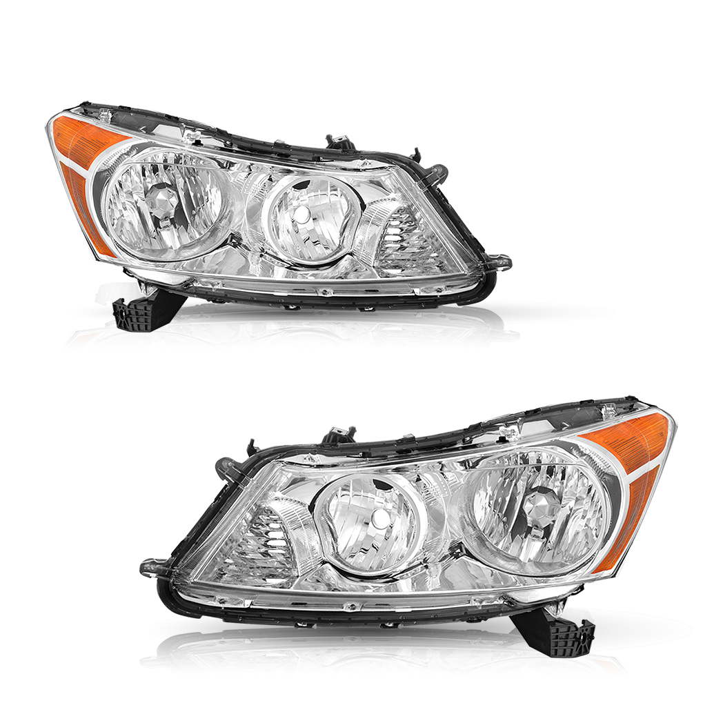For 08-12 honda accord sedan chrome housing amber corner headlight head lamps
