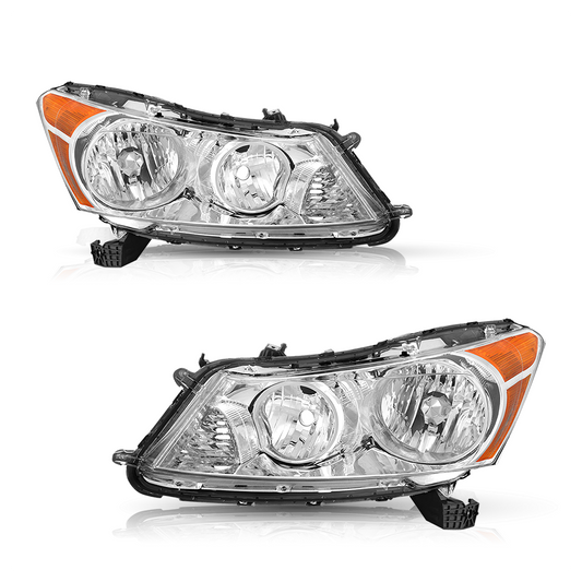 For 08-12 honda accord sedan chrome housing amber corner headlight head lamps