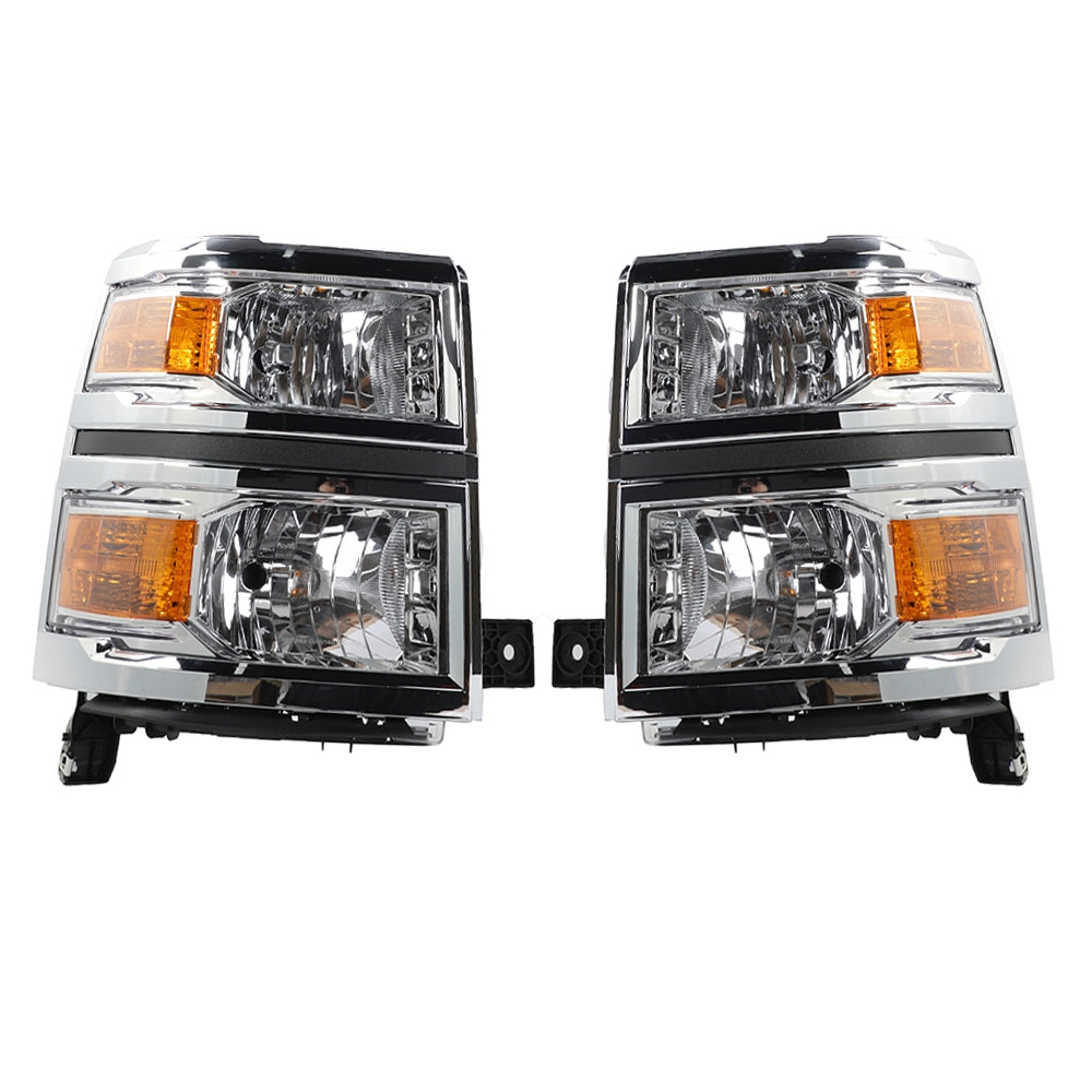 2pcs Front Left Right Car Headlights for Chevy Silverado 1500 2014-2015 Models Only Chrome Housing & Amber Reflector - Premium Automotive from Rapidvehicles - Just $436.99! Shop now at Rapidvehicles