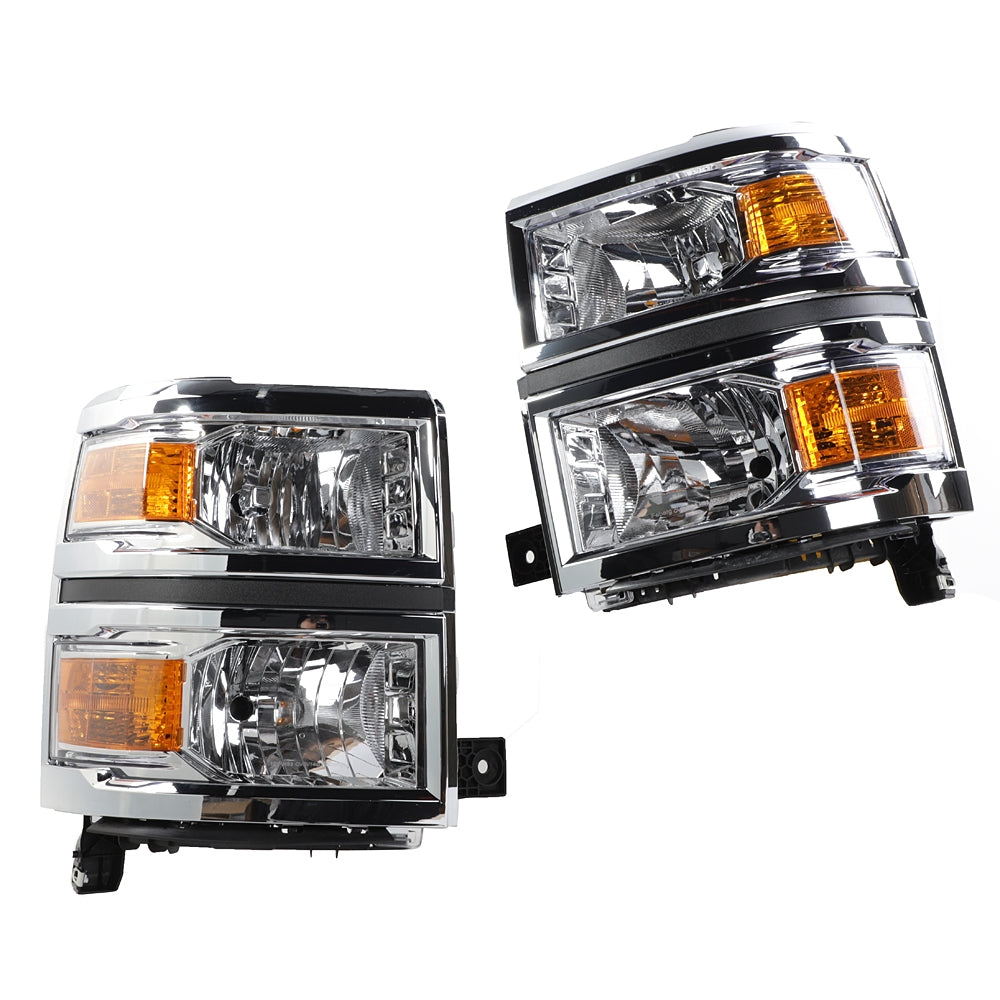 2pcs Front Left Right Car Headlights for Chevy Silverado 1500 2014-2015 Models Only Chrome Housing & Amber Reflector - Premium Automotive from Rapidvehicles - Just $436.99! Shop now at Rapidvehicles