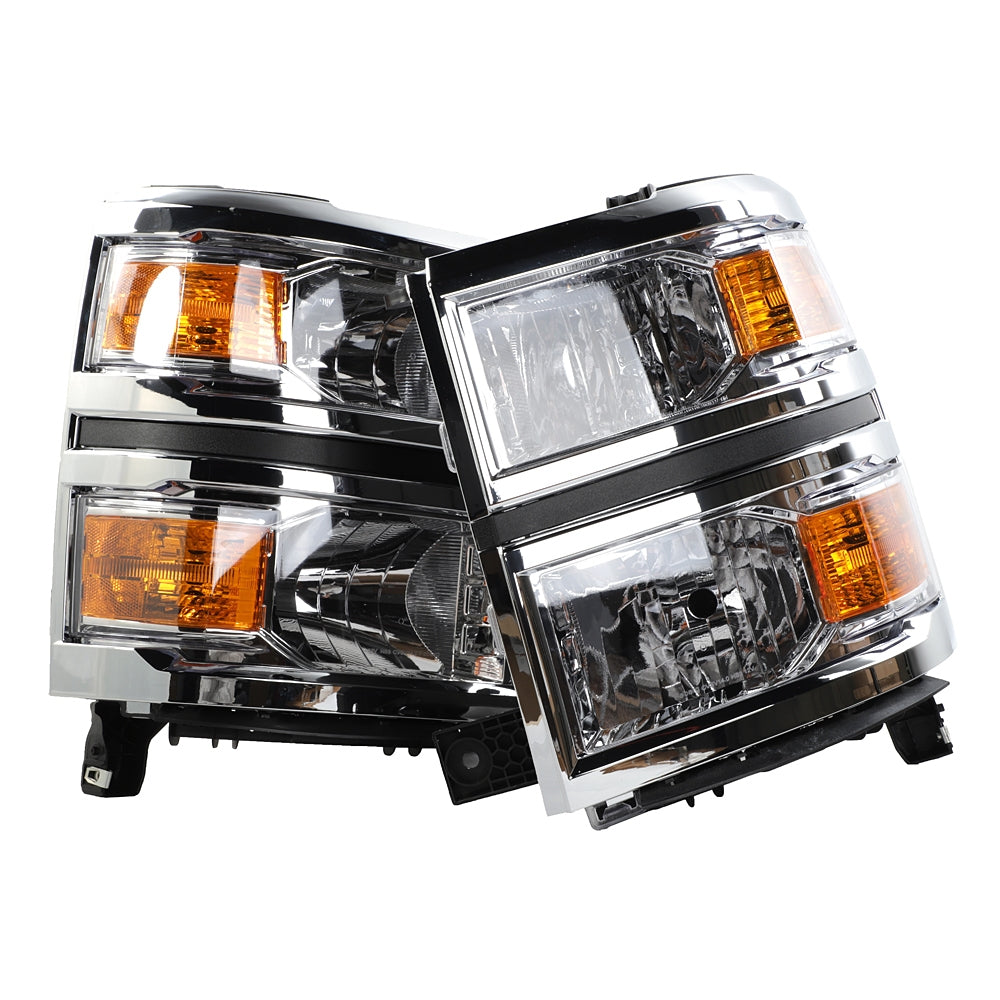 2pcs Front Left Right Car Headlights for Chevy Silverado 1500 2014-2015 Models Only Chrome Housing & Amber Reflector - Premium Automotive from Rapidvehicles - Just $436.99! Shop now at Rapidvehicles