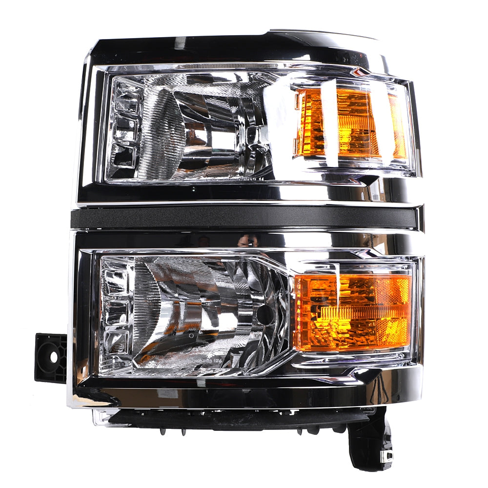 2pcs Front Left Right Car Headlights for Chevy Silverado 1500 2014-2015 Models Only Chrome Housing & Amber Reflector - Premium Automotive from Rapidvehicles - Just $436.99! Shop now at Rapidvehicles