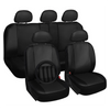 Four Seasons Universal 5-Headrest PU Leather Car Seat Cover 16-Piece Set Black - Premium Automotive from Rapidvehicles - Just $52.99! Shop now at Rapidvehicles