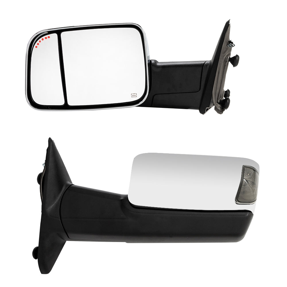 For 09-17 Dodge Ram 1500 2500 3500 Chrome Power Heated Puddle Signal Tow Mirrors - Premium Automotive from Rapidvehicles - Just $259.99! Shop now at Rapidvehicles