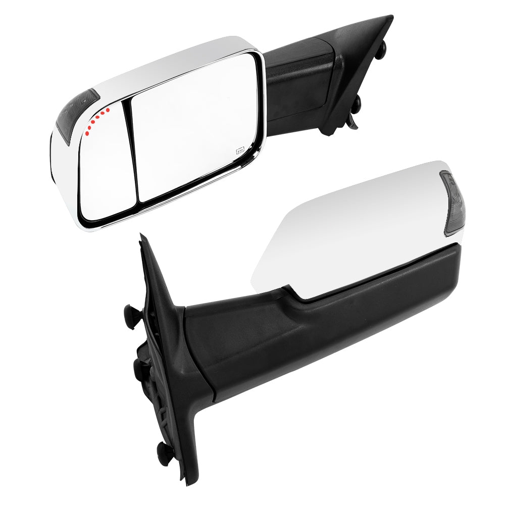 For 09-17 Dodge Ram 1500 2500 3500 Chrome Power Heated Puddle Signal Tow Mirrors - Premium Automotive from Rapidvehicles - Just $259.99! Shop now at Rapidvehicles