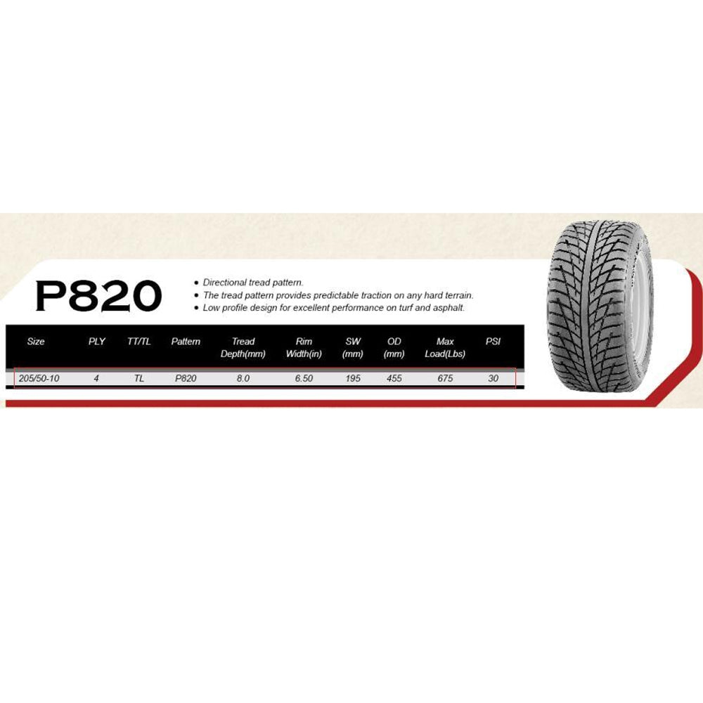 PSI:30 pair of 205/50-10 DOT GOLF CART TIRES Wheels 4 PLY P820 - Premium Automotive from Rapidvehicles - Just $126.99! Shop now at Rapidvehicles