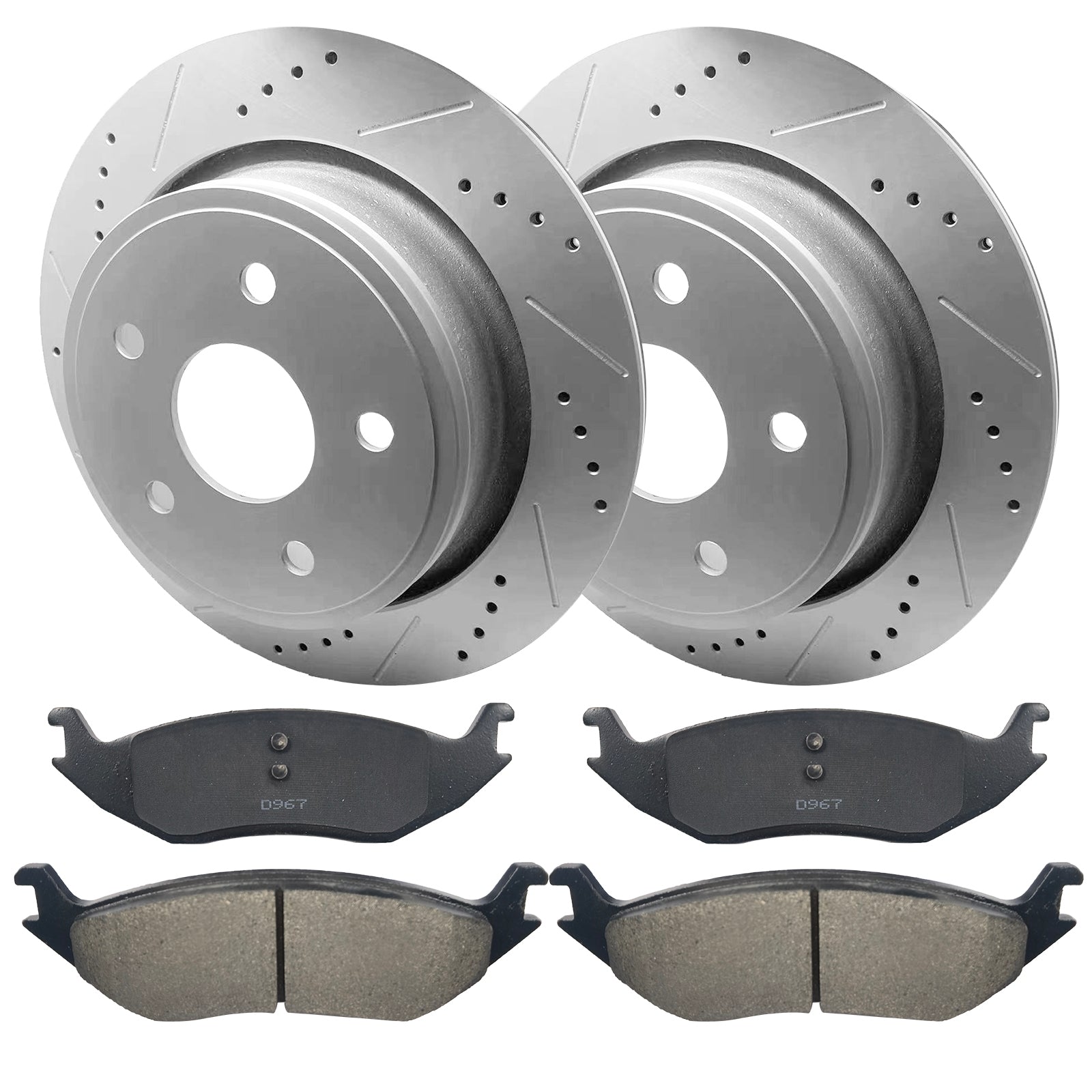 Rear Drill Slot Brake Rotors And Ceramic Pads For Aspen Dodge Durango Ram 1500 - Premium Automotive from Rapidvehicles - Just $171.99! Shop now at Rapidvehicles