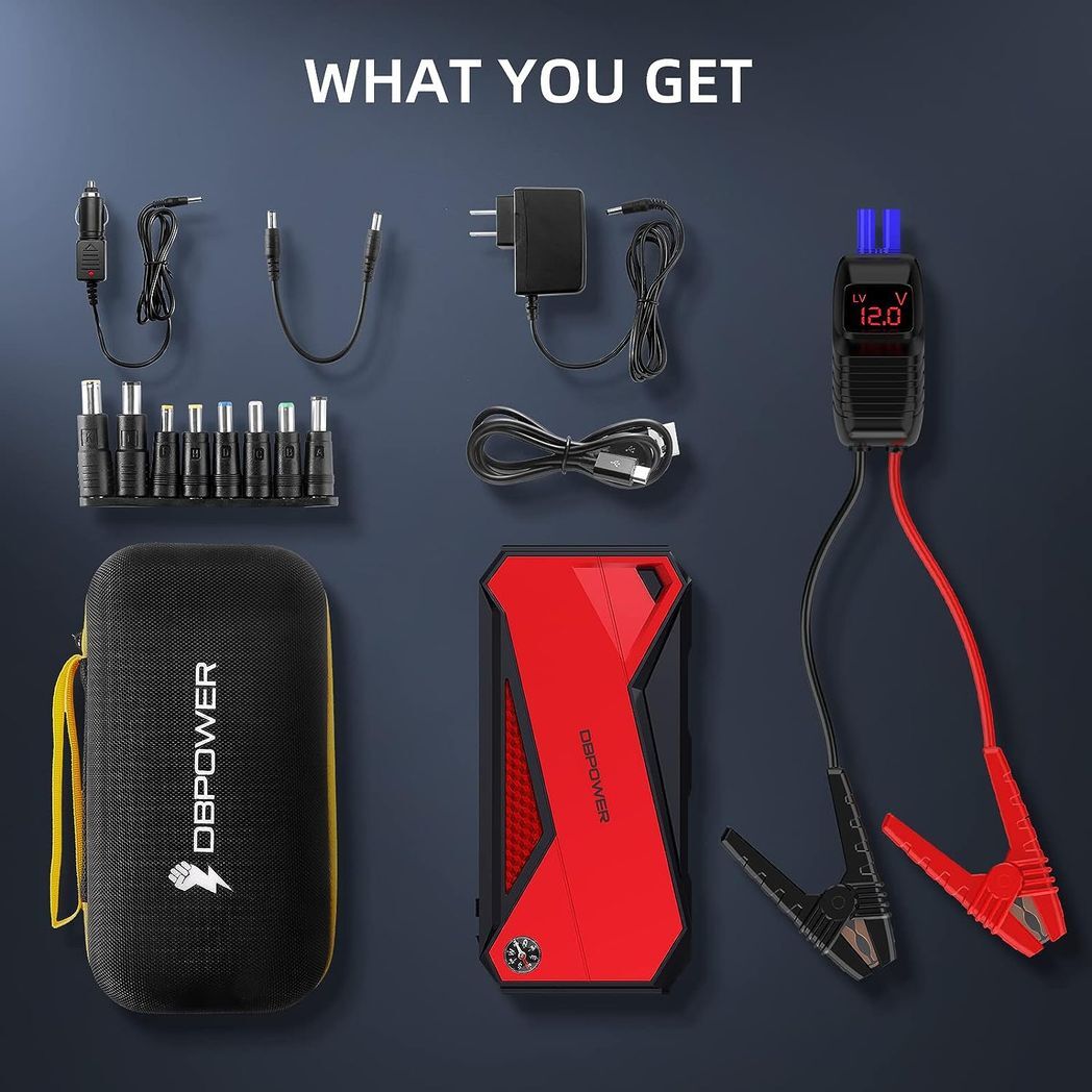 DBPOWER 800A Peak 18000mAh Portable Car Jump Starter (up to 7.2L Gas/5.5L Diesel Engine) Portable Battery Booster with LCD Screen (Red) - Premium Automotive from Rapidvehicles - Just $79.99! Shop now at Rapidvehicles