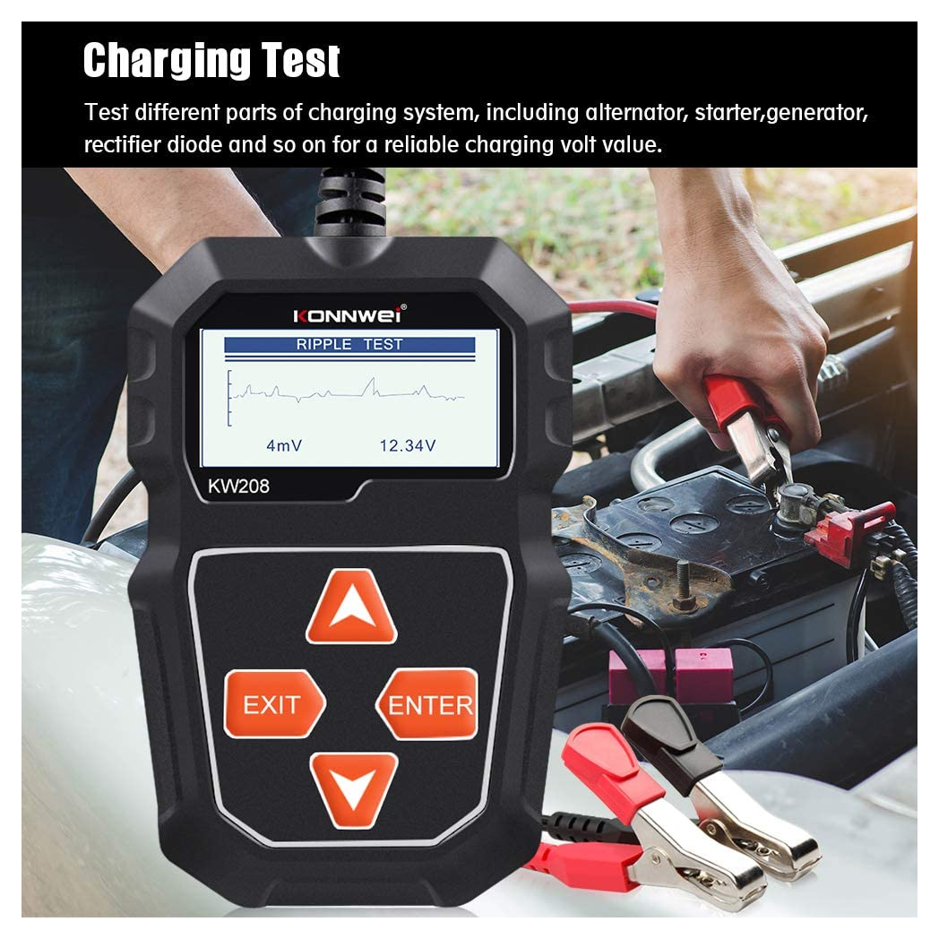 KONNWEI KW208 12V Car Battery Tester, 100-2000 CCA Load Tester Automotive Alternator Tester Digital Auto Battery Analyzer Charging Cranking System Tester for Car Truck Marine Motorcycle SUV Boat - Premium Automotive from Rapidvehicles - Just $46.99! Shop now at Rapidvehicles