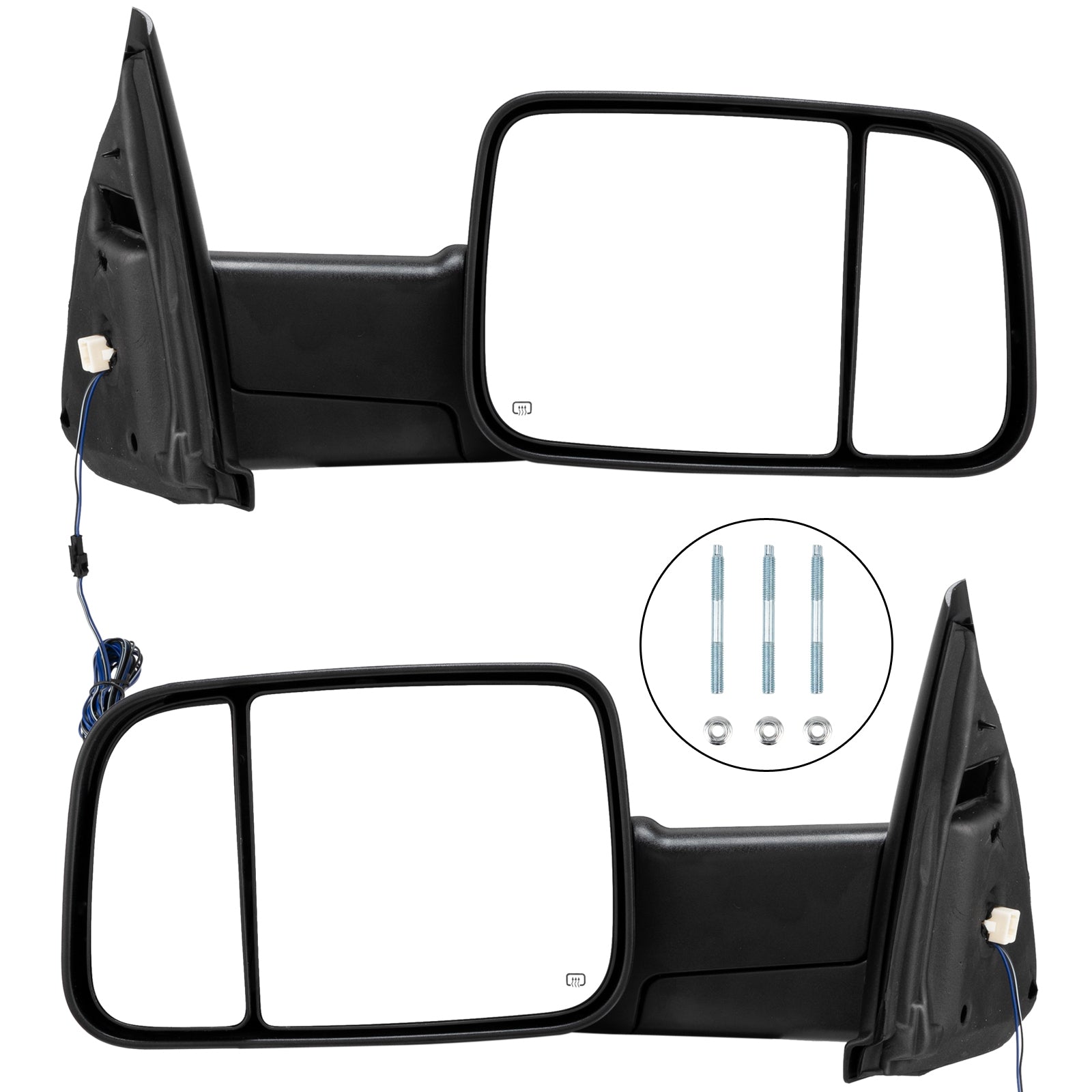 Fit 02-08 Dodge Ram 1500 03-09 2500 3500 Power Heated [2009 Style] Tow Mirrors - Premium Automotive from Rapidvehicles - Just $223.99! Shop now at Rapidvehicles