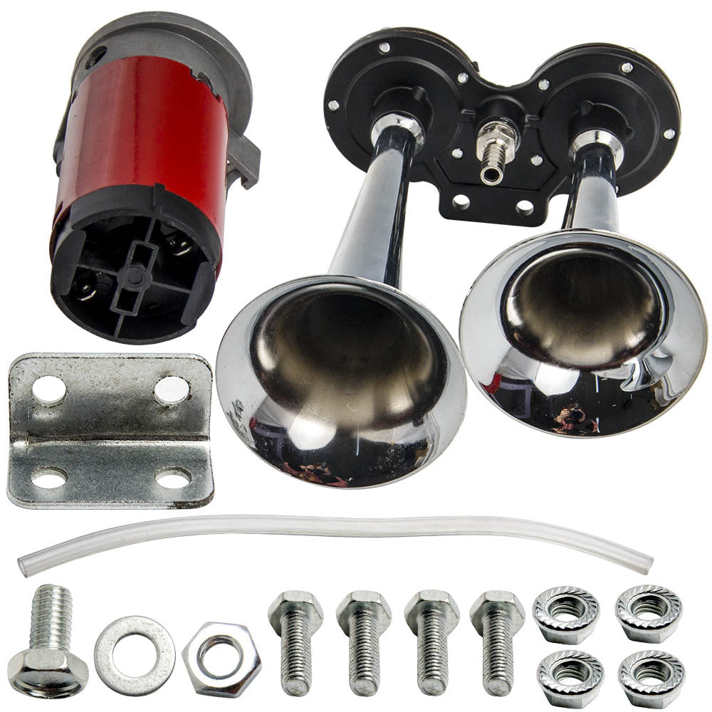 Dual Air Horn Trumpet For Train Car Boat Kit Compressor 150DB Universal - Premium Automotive from Rapidvehicles - Just $53.99! Shop now at Rapidvehicles