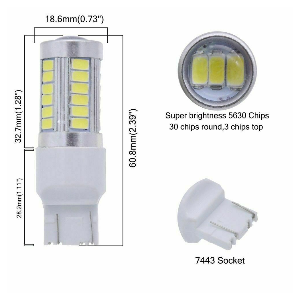 T20 LED White 7443 7440 5630 33-SMD Dome Map Car Backup Reverse Light Bulb - Premium Automotive from Rapidvehicles - Just $28.99! Shop now at Rapidvehicles