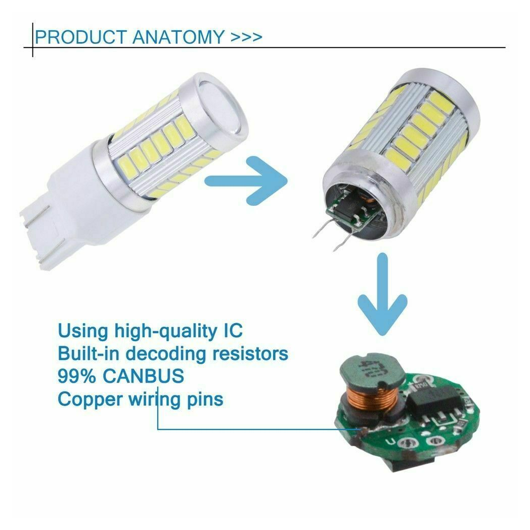 T20 LED White 7443 7440 5630 33-SMD Dome Map Car Backup Reverse Light Bulb - Premium Automotive from Rapidvehicles - Just $28.99! Shop now at Rapidvehicles