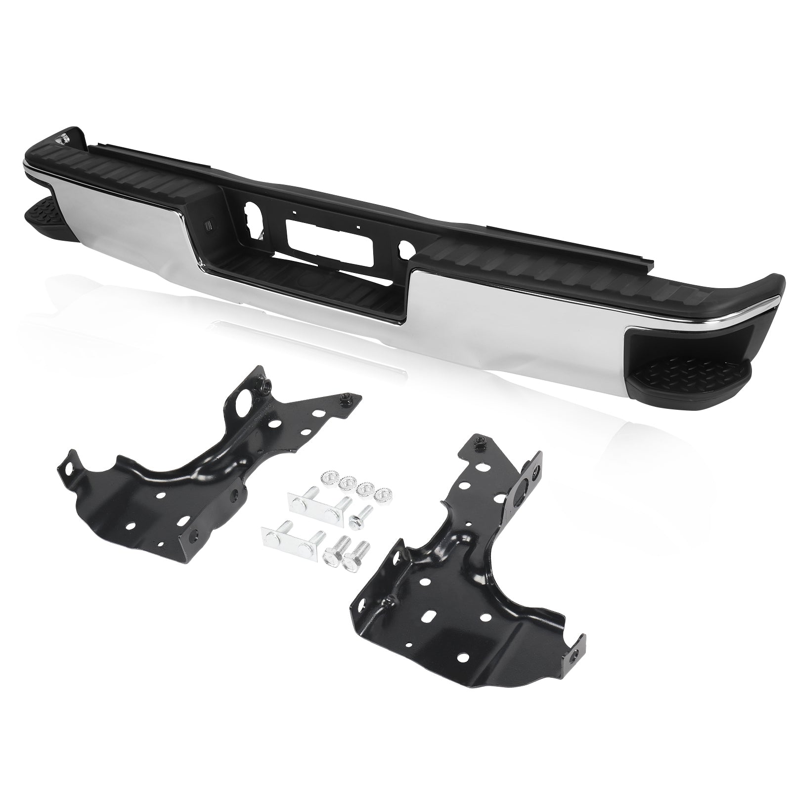 Pickup Rear Bumper 3 Chevrolet Silverado 1500 2014-2018-Silver/Steel/No Hole/No License Plate Light - Premium Automotive from Rapidvehicles - Just $335.99! Shop now at Rapidvehicles