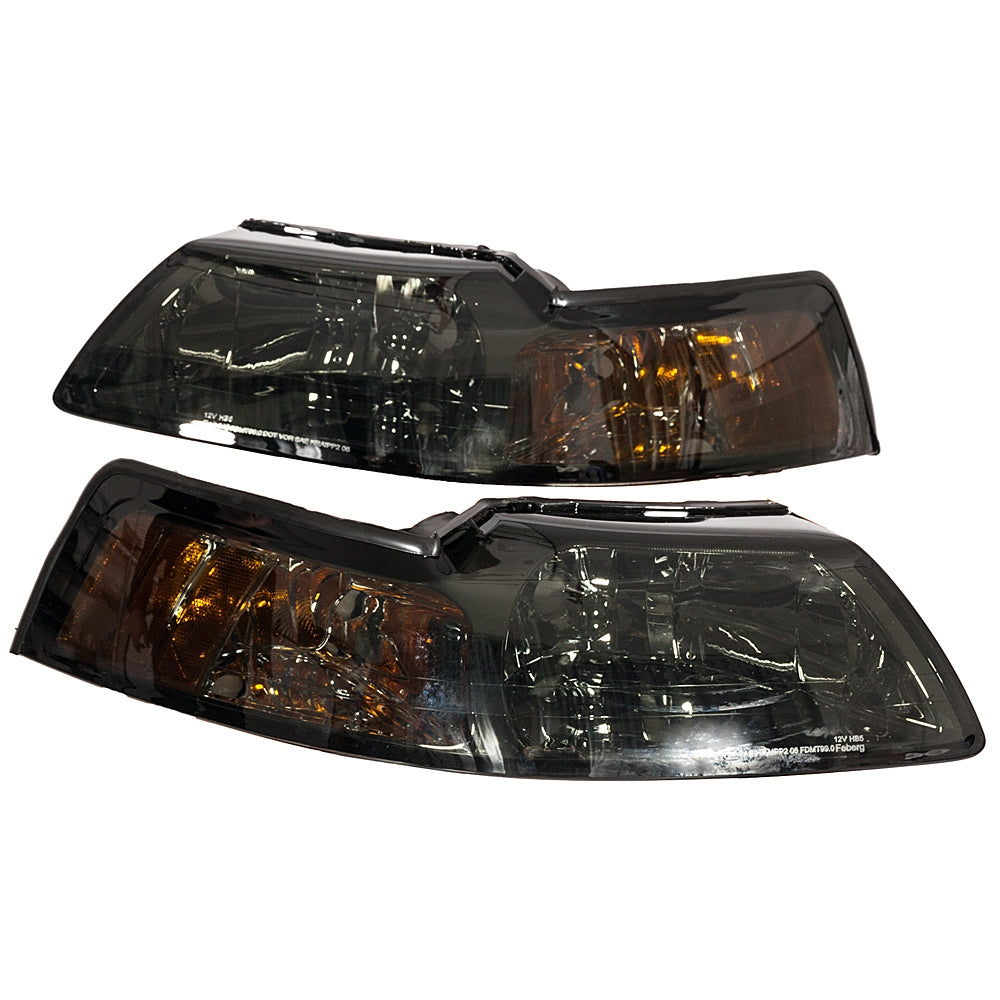 2pcs Front Left Right Car Headlights for Ford Mustang Base/GT/MACH 1/Cobra 1999-2004 Black Housing & Smoked Lens - Premium Automotive from Rapidvehicles - Just $124.99! Shop now at Rapidvehicles