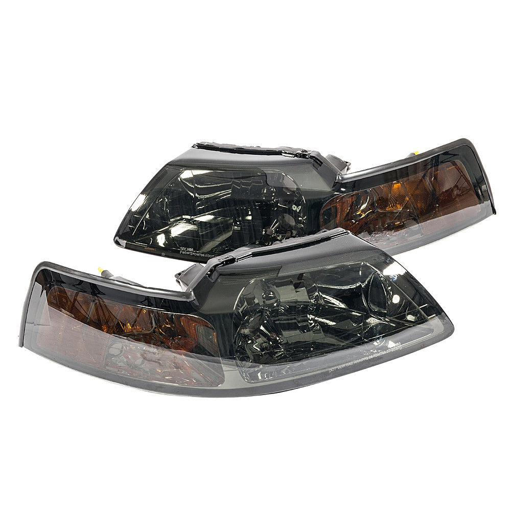 2pcs Front Left Right Car Headlights for Ford Mustang Base/GT/MACH 1/Cobra 1999-2004 Black Housing & Smoked Lens - Premium Automotive from Rapidvehicles - Just $124.99! Shop now at Rapidvehicles