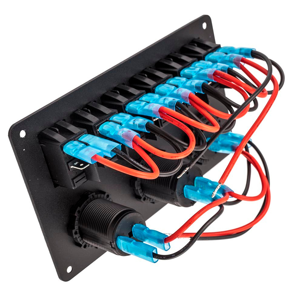 6 Gang Blue LED Rocker Switch Panel Car Truck Auto Marine Boat Circuit Dual USB - Premium Automotive from Rapidvehicles - Just $80.99! Shop now at Rapidvehicles