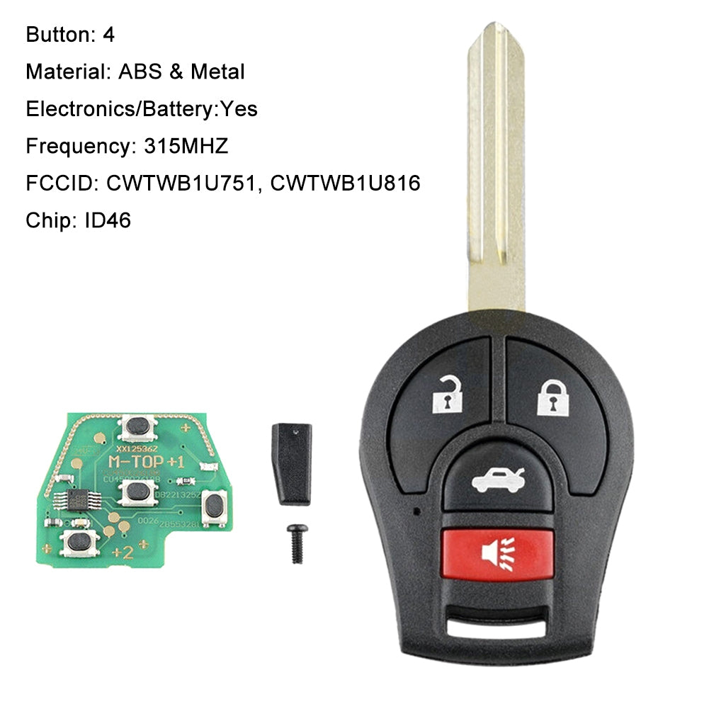 For 2013 2014 2015 2016 Nissan Sentra Remote Car Key Fob Keyless Entry 4 Button - Premium Automotive from Rapidvehicles - Just $35.99! Shop now at Rapidvehicles