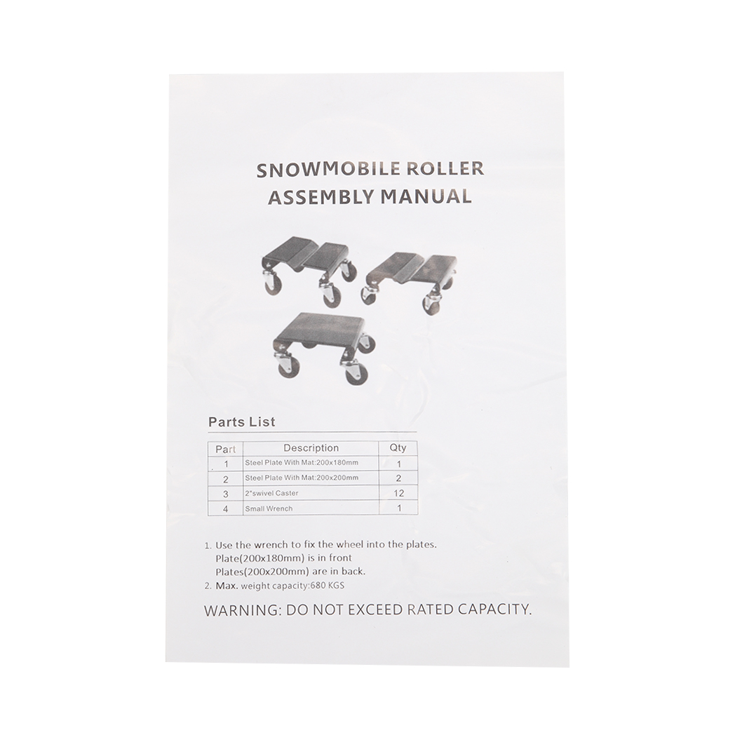 3pcs Snow Mobile Dolly Black - Premium Automotive from Rapidvehicles - Just $79.99! Shop now at Rapidvehicles