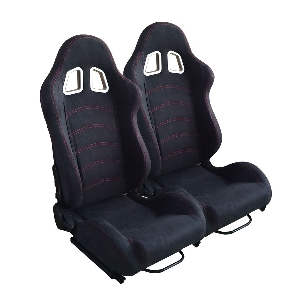 A Pair of Leather Red Red Single Adjuster Double Track Racing - Premium Automotive from Rapidvehicles - Just $476.99! Shop now at Rapidvehicles