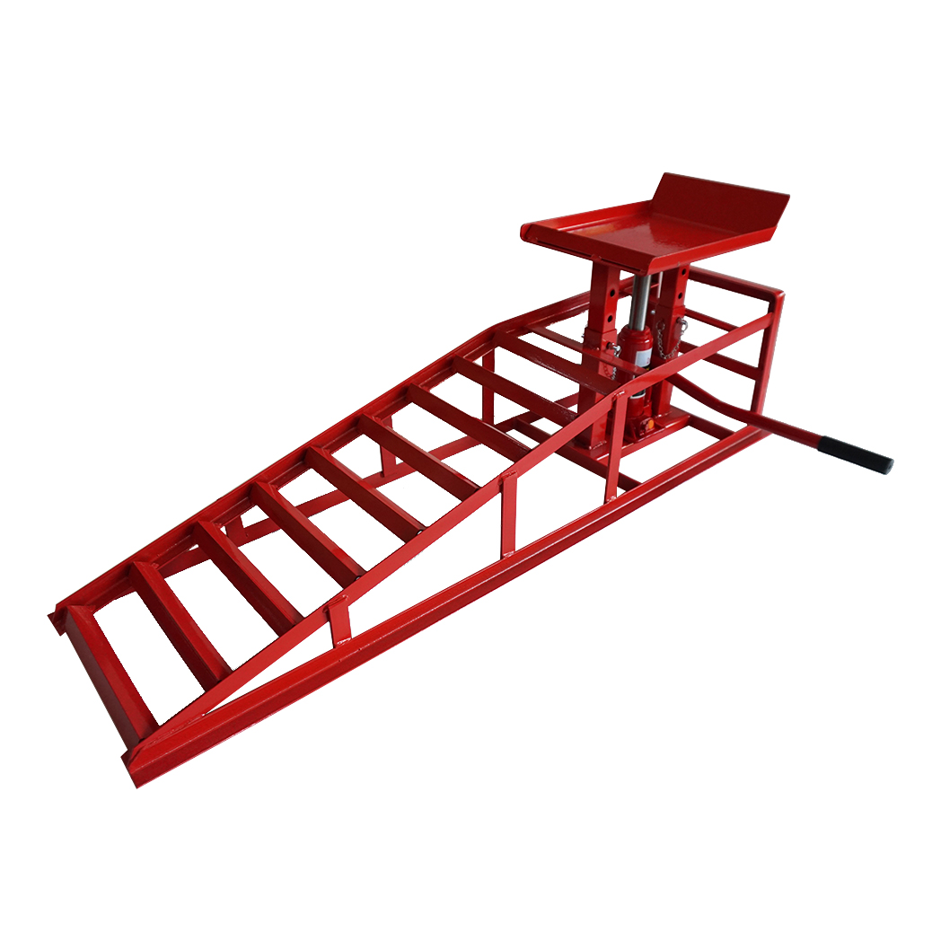 1 x 2T Auto Car truck Service Ramp Lift Heavy Duty Hydraulics Repair Frame Red - Premium Automotive from Rapidvehicles - Just $155.99! Shop now at Rapidvehicles