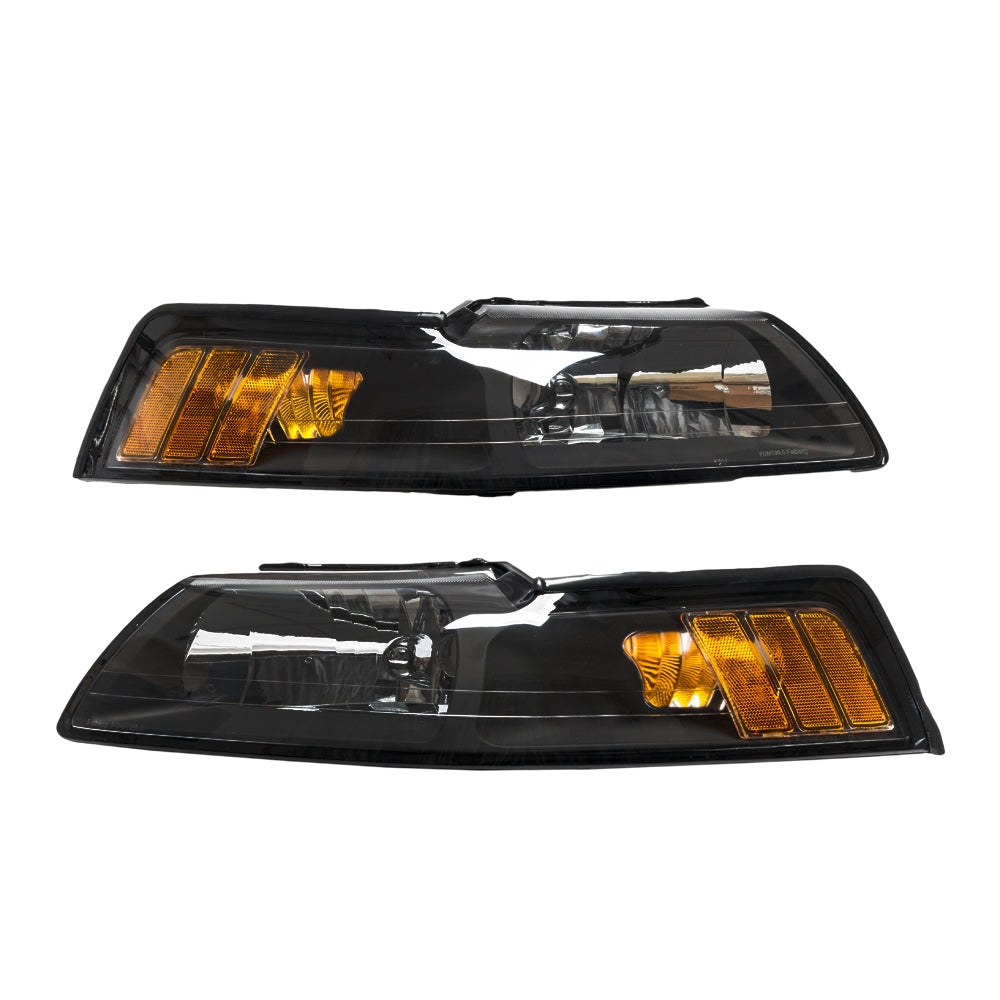 2pcs Front Left Right Car Headlights for Ford Mustang 1999-2004 Black Housing & Clear Lens - Premium Automotive from Rapidvehicles - Just $119.99! Shop now at Rapidvehicles