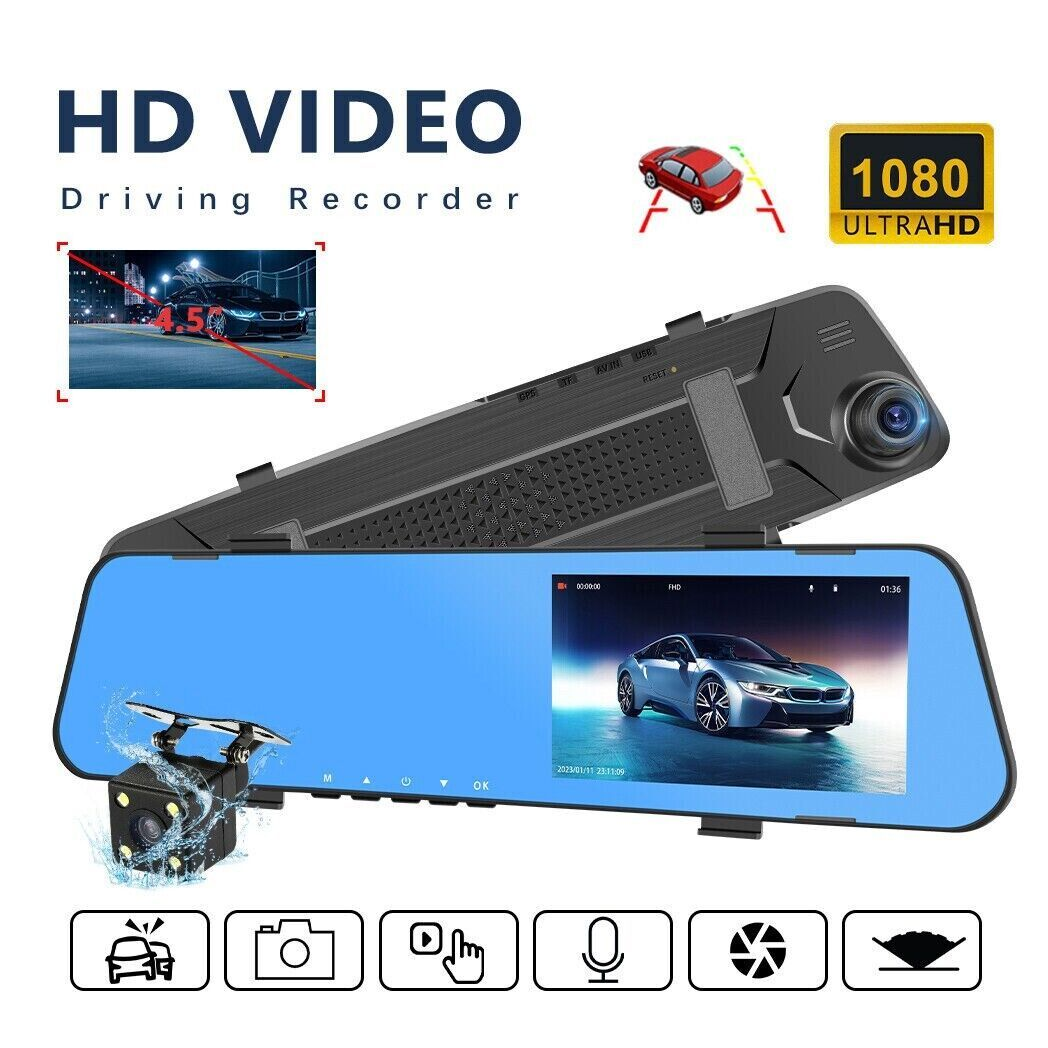 1080P Rearview Mirror Car DVR Dual Dash Cam Camera Front Rear HD Video Recorder - Premium Automotive from Rapidvehicles - Just $55.99! Shop now at Rapidvehicles