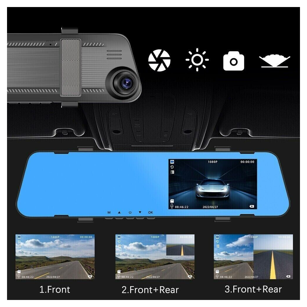 1080P Rearview Mirror Car DVR Dual Dash Cam Camera Front Rear HD Video Recorder - Premium Automotive from Rapidvehicles - Just $55.99! Shop now at Rapidvehicles